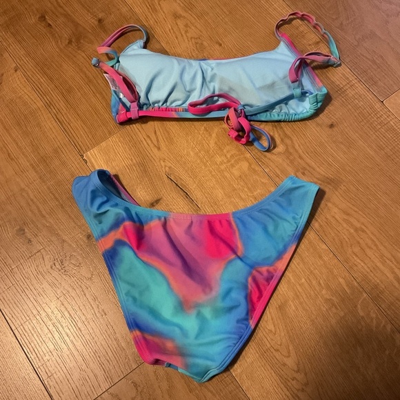 Wild Fable Blue Pink Bikini Top Bottom Colorblock Swim Women - Picture 6 of 6